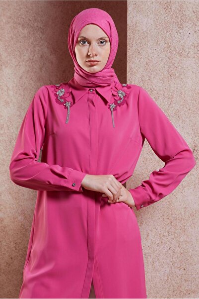 Alvina 44667 Model Hijab Tunic - Stone Detailed