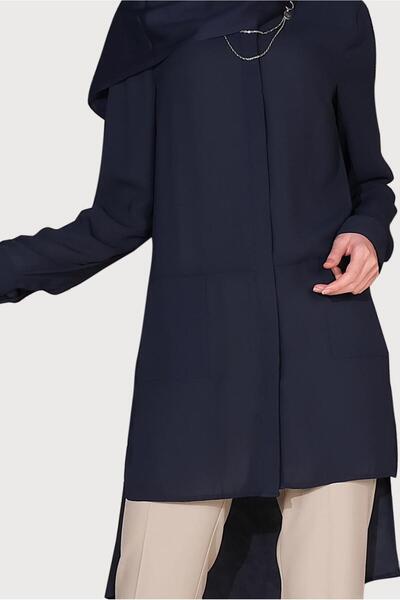 Alvina Collar Detailed Front Short Back Long Tunic 4925