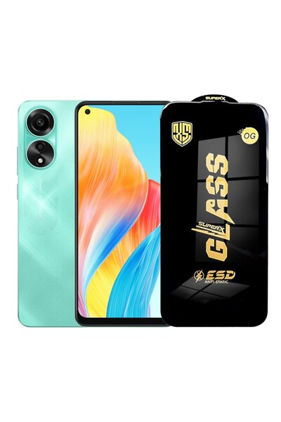 Flippy Tempered Glass Screen Protector for Oppo A78 — 0.35 mm, Transparent, Black Edges