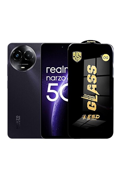 realme Protector de ecran Narzo 60x Flippy - sticlă securizată ESD de 0,35 mm, margini negre, antistatică