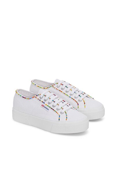 Superga 2740 Модель білі жіночі кросівки з візерунком з бісеру