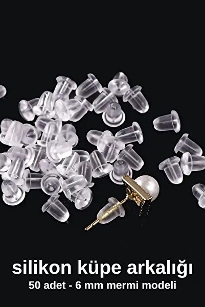 thecolourfully 6 MM Silikon Küpe Arkalığı 50 Adet, Mermi Model