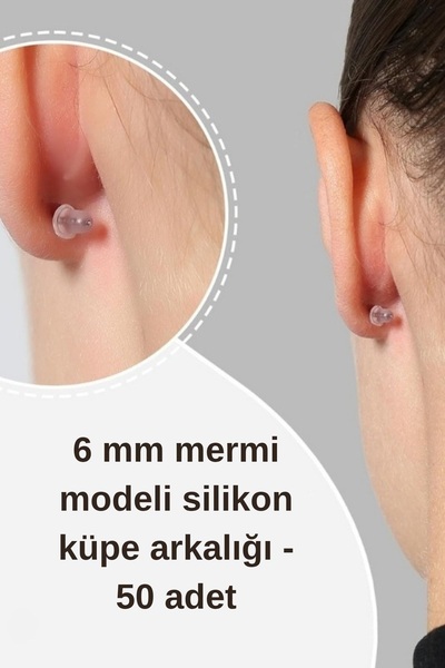 thecolourfully 6 MM Silikon Küpe Arkalığı 50 Adet, Mermi Model