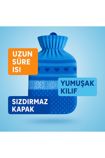 REYYEN Güvenli Yıkanabilir Polar Kılıflı Sıcak Su Torbası 2Lt (Desen Stoklara Göre Gönderilir)