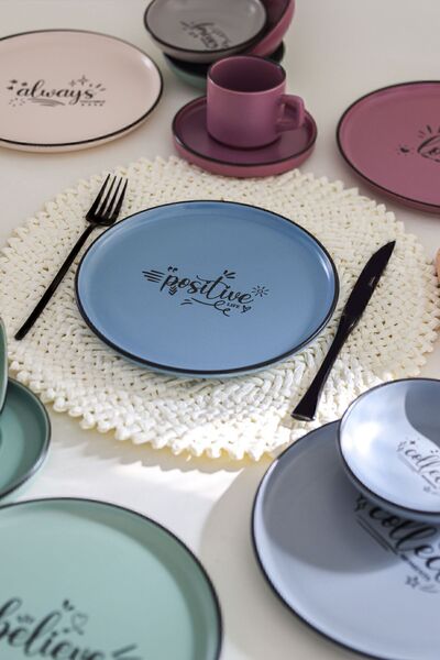 Keramika Rainbow Motto Breakfast Set 24 Pieces for 6 People