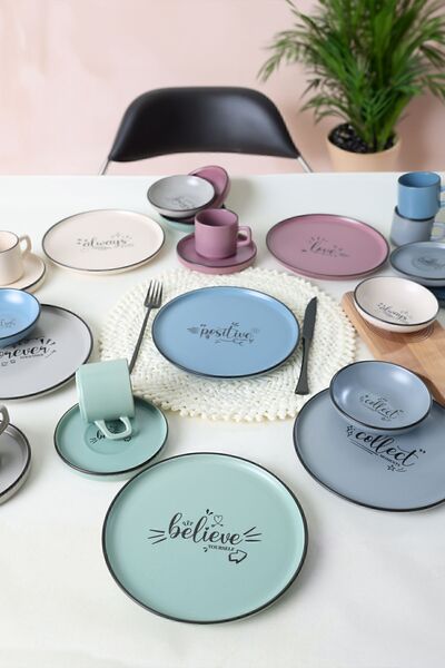 Keramika Rainbow Motto Breakfast Set 24 Pieces for 6 People