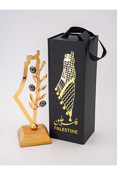 Zaytoon Zeytin ağacından yapılmış bir kaide üzerinde zeytin dalı Filistin har...