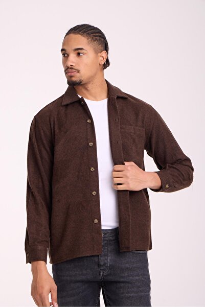 Valiberta Frankel Каше Тканина Однокишенькова Relaxed Fit Чоловіча сорочка - Кава