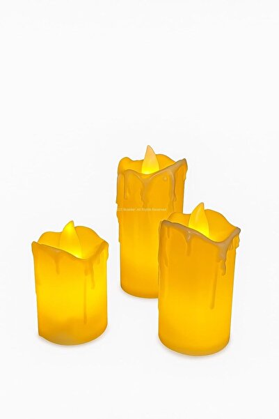 Hype Store 3’lü Farklı Boylarda LED Mum Işık Dekoratif Elektronik Mum Seti Ko...