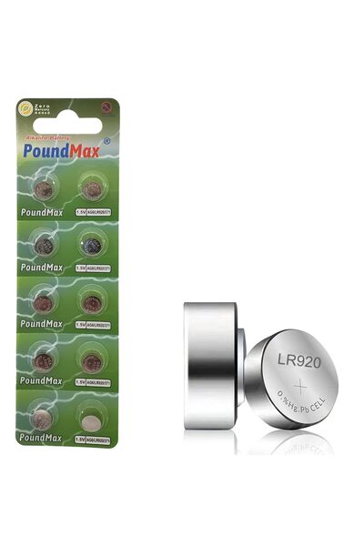 PoundMax 20 adet AG6 (370,371,LR921,LR69,SR920W) 1.5V Alkalin Düğme Pil