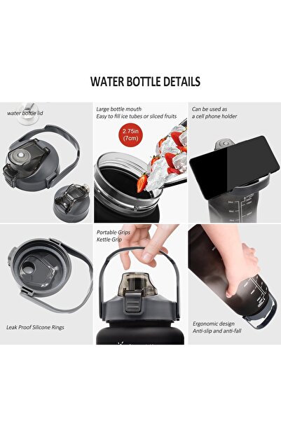 M&B WATER BOTTLE 4 Pack Gradient Sports Water Bottles Set with Time Markers, Leakproof Lid, BPA Free for Gym & Travel