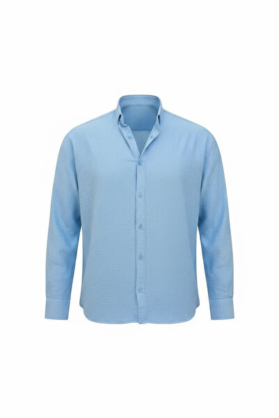 Valiberta М'яка тканина, напівдовга сорочка oversize для чоловіків - холодний синій