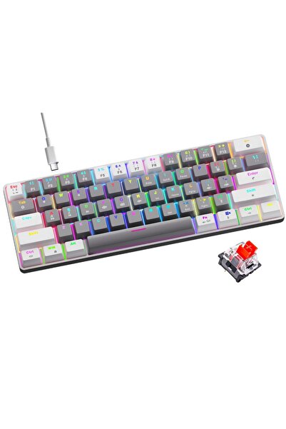 Hype Store Rever T60 Mekanik Oyuncu Klavyesi Red Switch RGB Led Işıklı Kablol...