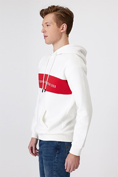 Lee Cooper Ανδρικό φούτερ Ember με κουκούλα σε χρώμα ολόσωμο λευκό