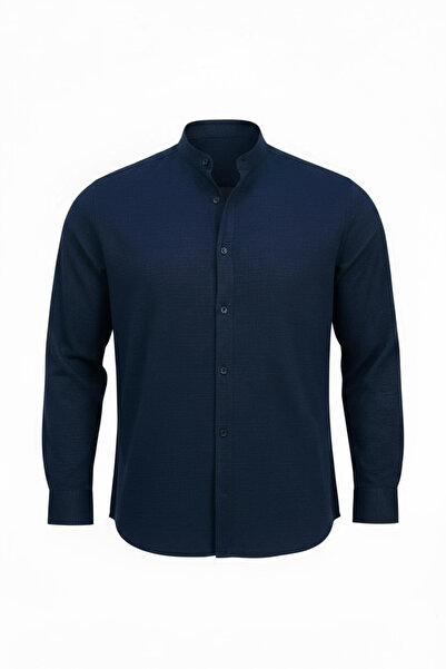 Valiberta Ανδρικό πουκάμισο με απαλή υφή Half Oversize - Navy Blue