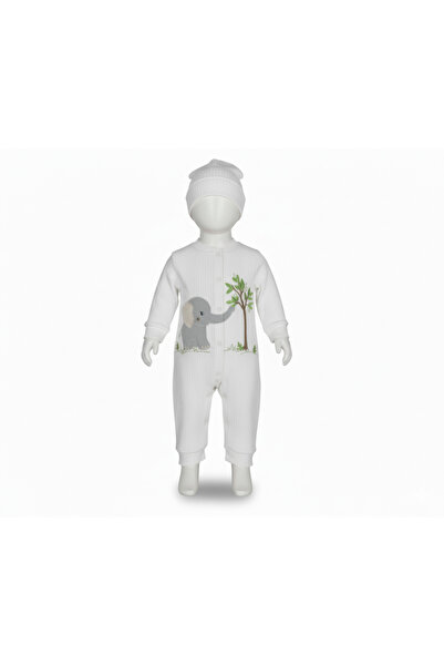 GİRL EMELY Baby Romper with Hat Elephant Embroidery 100% Cotton Reported