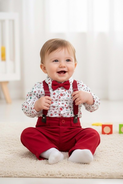 Mnk Baby&Kids Christmas New Year's Themed Boy Set - Mnk0656 White