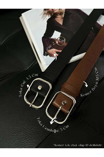 Fiori 2’li Dikdörtgen Tokalı Basic Kadın Kemeri, Ceket Kemeri, Elbise Kemeri,...