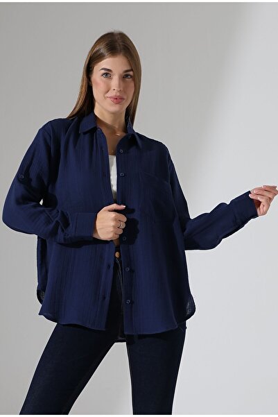 GÖMLEKÇİNİZ Oversize Basic Müslin Gömlek