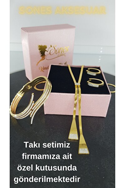SONES Kraliçe Hediye Özel Gün Kararmaz Çelik Takı Seti| Sns500463
