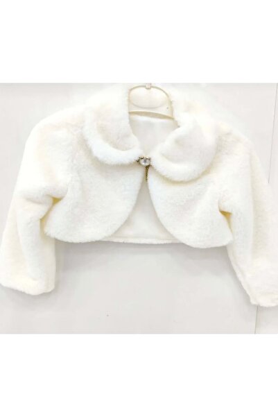 Mnk Baby&Kids Pelüş Uzun Kol Kız Çocuk Bolerosu M00681 EKRU