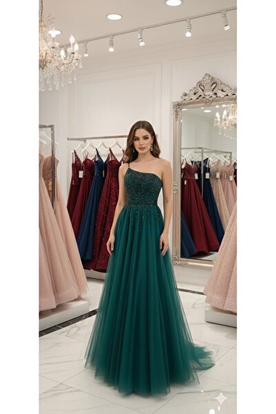 BALCI ETEK SİMLİ HELEN STRAPLEZ ÜST BEDEN TAŞLI ABİYE ELBİSE 1308