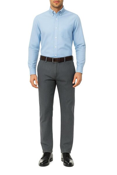 BURSPA Rahat Kesim Klasik Likralı Pamuklu Erkek Baba Füme Keten Pantolon