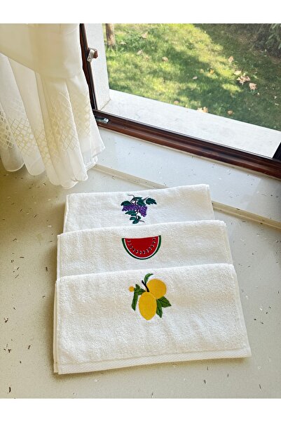 GA Gleam Atelier Nakışlı Mutfak Havlusu Seti - 3 lü Set - Pamuklu - 40*70 cm