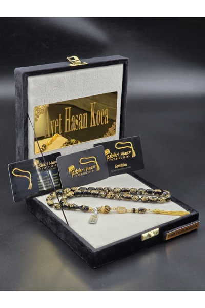 Tesbih-i Hazır Tesbihçilik 24K Ayar Altın Parçacıklı 14K Altın Parçacıklı Mineli KİŞİYE Özel Tasarım Tesbih