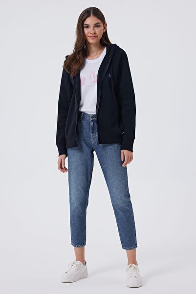 Lee Cooper Case Kadın %100 Pamuk Kapş. Sweatshirt Siyah