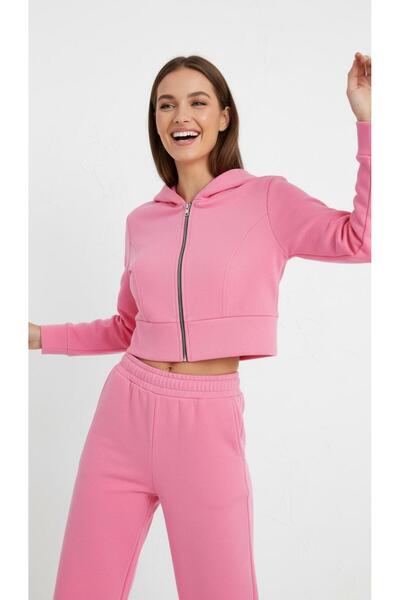 La Sarta Σετ Zermatt με φερμουάρ επένδυση fleece Ροζ Σετ 3 τεμαχίων