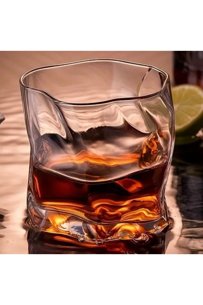 Yenigeldi 1 Adet Beyaz İrregular İskandinav Tarzı Bükülme Cam Viski, Kokteyl,...