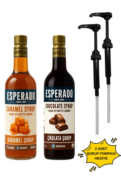 ESPERADO Şekersiz ( Sugar Free) - Karamel * Çikolata Aromalı Kahve Şurubu - 7...