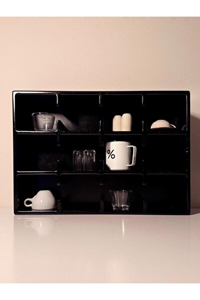 VIVECA Siyah 12 Bölmeli Dekoratif Mug & Fincan Rafı | Mutfak – Kahve Köşesi – Ofis Organizer -Kupa Rafı