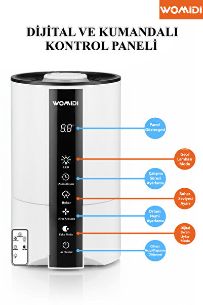 womidi Akıllı Ultrasonic Hava Nemlendirici 4.5L Hava Nemlendirici Dijital Ekranlı Kumandalı Kontrol