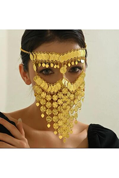 elur malta Glamorous Coin Tassel Yüz Zinciri Saç Aksesuarı, Moda Abartılı Par...