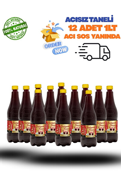 kalı şalgam 12 Adet 1 lt Kalı Ev Yapımı Şalgam Suyu ACISIZ TANELİ