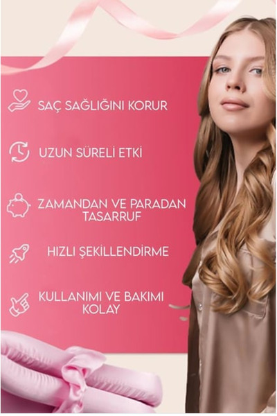 Kezban Tekstil Isısız Saç Şekillendirme Seti - Saten Gece Bigudisi - Saç Sosisi 4 PARÇA