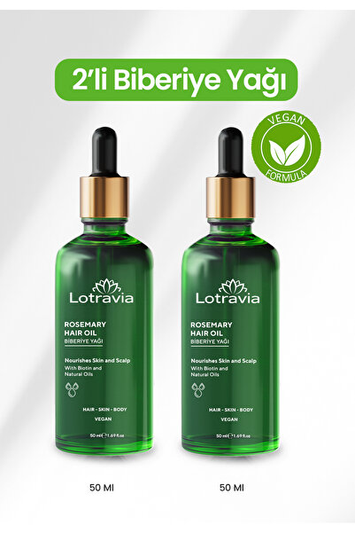 Lotravia 2'li Biberiye Yağı Aşırı Yıpranmış Saçlar için Biotin Özlü Saç Bakım...