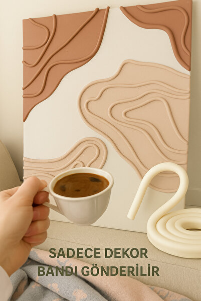 Dekals 5 Metre Beyaz Bant Tuval Dekor Bandı Kendinden Bantlı Tablo Dekor Bandı