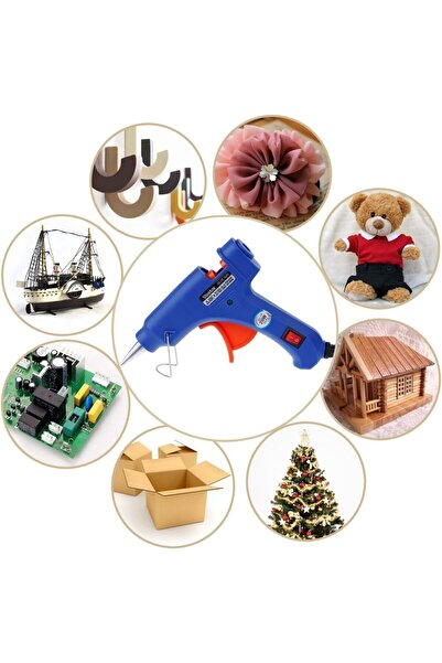 HKM Ticaret 20 Watt Sıcak Silikon Tabancası Şeffaf Mum Yapıştırıcı Tabanca 10 Adet 15 cm Çubuk Silikon Hediye