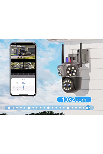 Midcom Orino 4 Lens 8MP 10X Zoom Akıllı Kamera Gece Görüş Uzak İzleme 360° Hareketli WiFi Waterproof