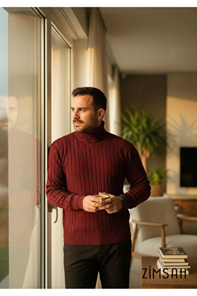 SR Tekstil Férfi kötöttáru garbós, magas nyakú pulóver