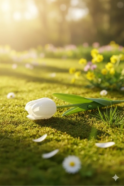 Erdal Ticaret توليب مبلل صناعي (33 سم) – ديكور زهور صناعية، ديكور طاولة، خلفي...