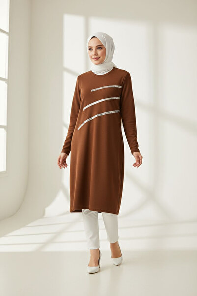 ENDAMIM Large Size Tunic - Twist Knitted Fabric, Lycra