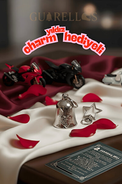 Guarellos سلسلة مفاتيح دراجة نارية على شكل قلب مجنح من Guardian Bell – جرس الحظ والحماية Gremlin Bell