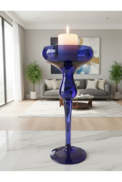 DECOSTYLE Renkli Üfleme El Yapımı Cam Mumluk – 35/37 cm Yüksek Boy Dekoratif ...