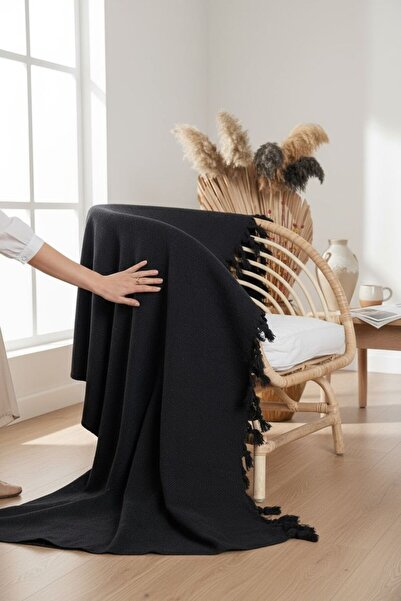 ANJEAHOME Mula Natural Sofa Cover 180X210 cm |   Black, 85% Cotton 15% Polyester, Oeko-Tex Certified