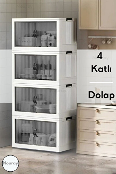 nouray 4 Katlı PLASTİK Manyetik Kapaklı Düzenleyici Mutfak Banyo Dolap Saklam...