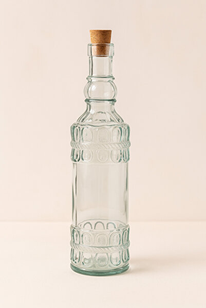 esdekor San Miguel Lazos Cam Yağdanlık 700cc 1 Adet Mantar Tıpalı Yağ Şişesi Ispanyol Tasarım Desenli